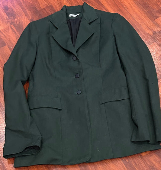 Green wool jacket small. Measures 14.5” across shoulders 27” length
