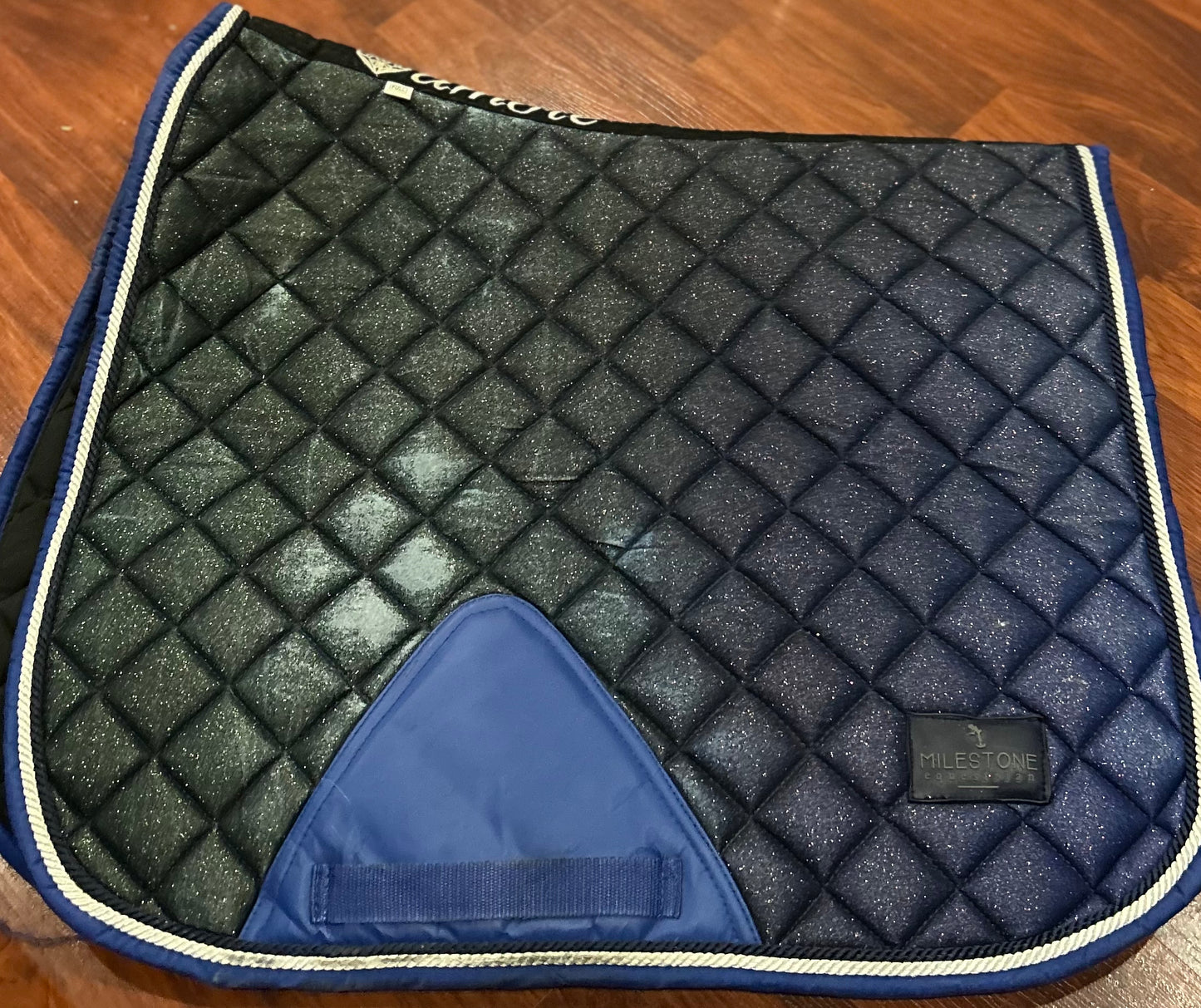 Amore Milestone sparkly blue dressage saddle pad