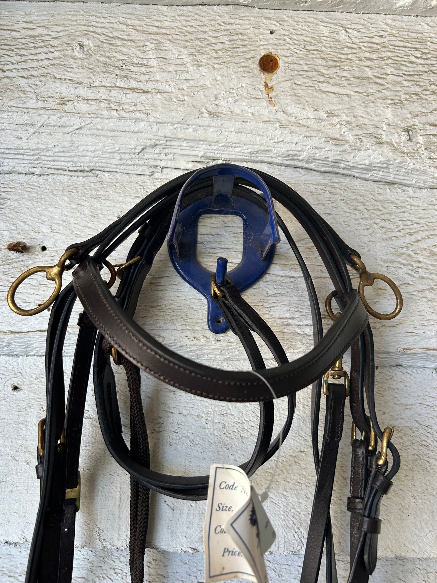 De Gouge full size with attached training bridle and reins.