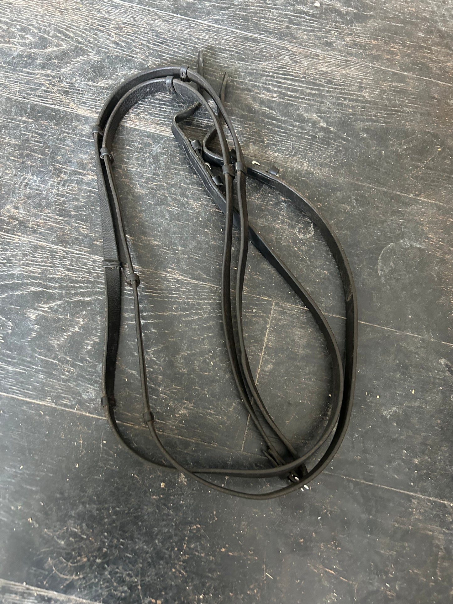 Black leather curb reins