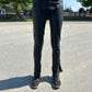 Lynn Saunders full chaps with fringe. Black. Inside leg 31”. Outside leg (waist to bottom) 40”. 13.5” calf. Waist 30”- 27” excellent condition.