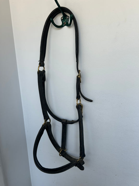 Horze full size black leather halter
