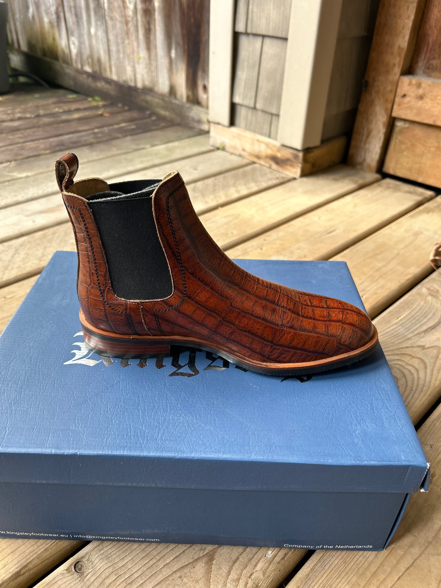 Size 39 Kingsley LaPaz croc beliza cognac boots. New