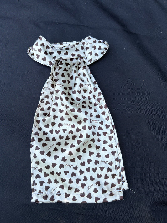 Brown and cream stock tie with hearts