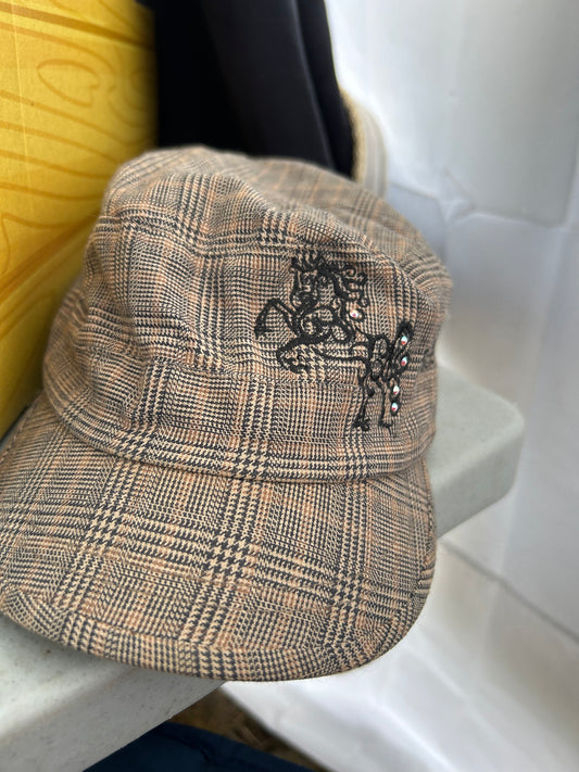 Ball cap plaid black horse