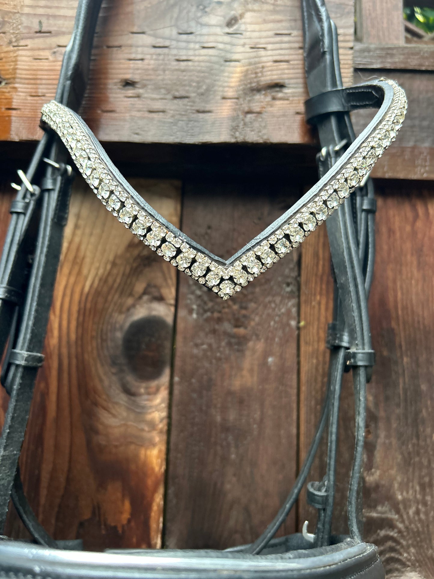 XFull size dressage snaffle bridle bling and crank noseband