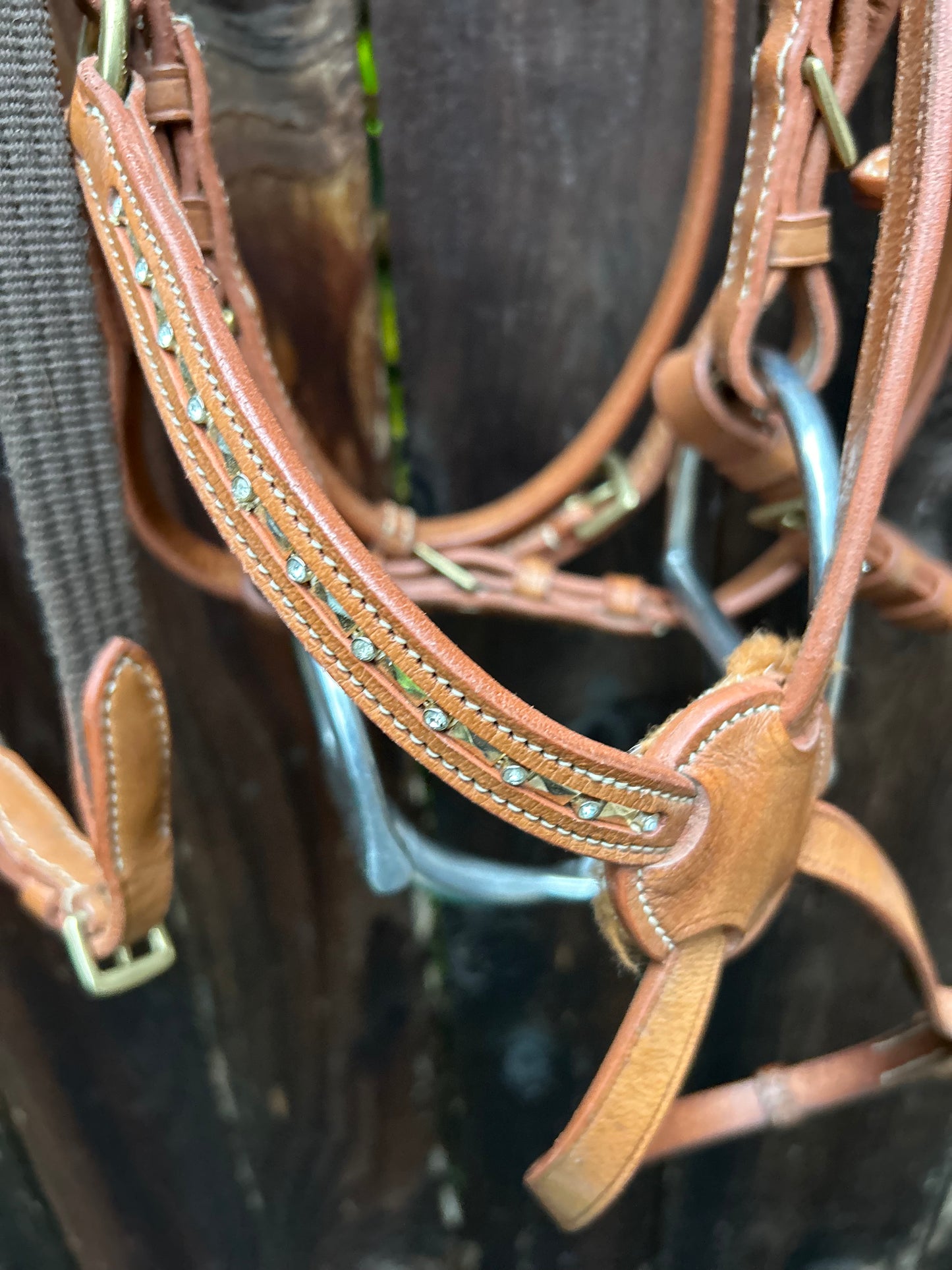 Full size figure 8 light brown bling bridle