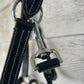 Black full size leather halter with white triple stitching. Chrome hardware