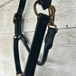 Black cob leather halter. Brass hardware.